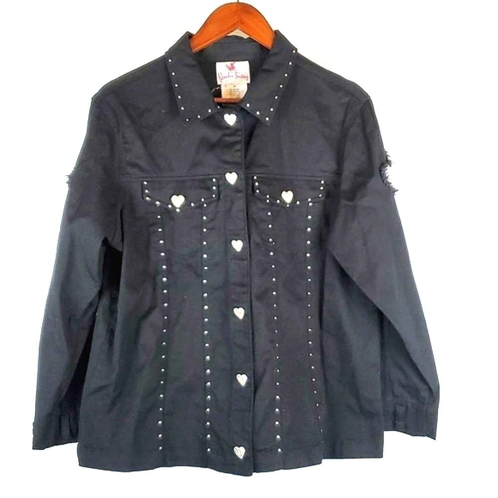 Quacker Factory‎ Rhinestone Heart Jacket